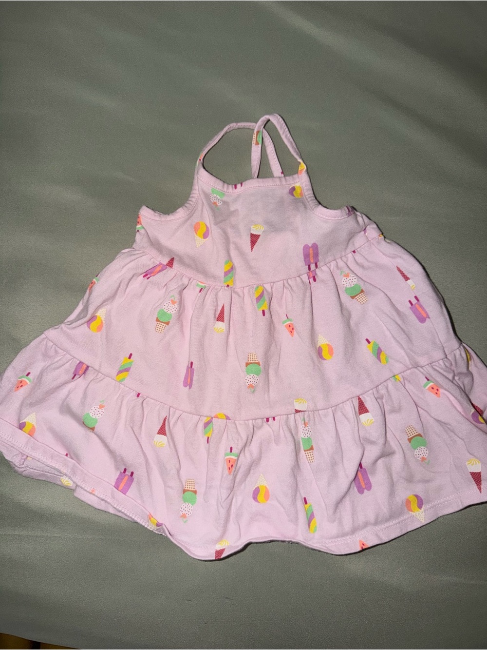 Pink Girls' Ice Cream Print Tiered Sundress